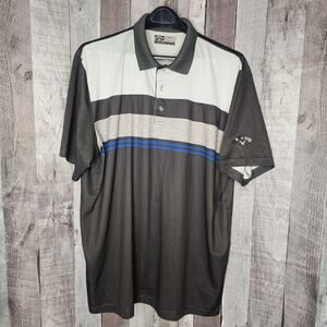 Callaway Men’s XL Golf Polo Shirt Short Sleeve Black Gray Blue Stripe